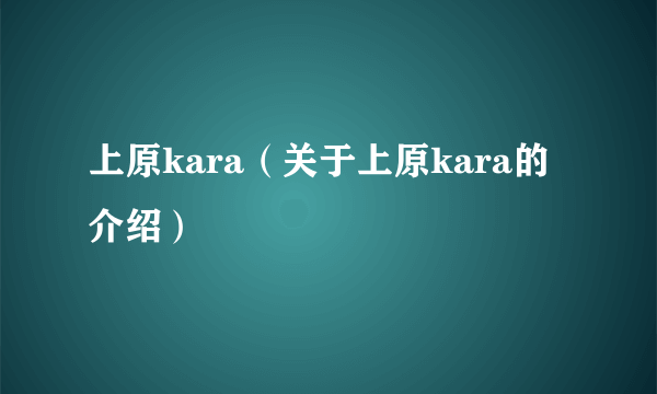 上原kara（关于上原kara的介绍）