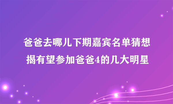 爸爸去哪儿下期嘉宾名单猜想 揭有望参加爸爸4的几大明星