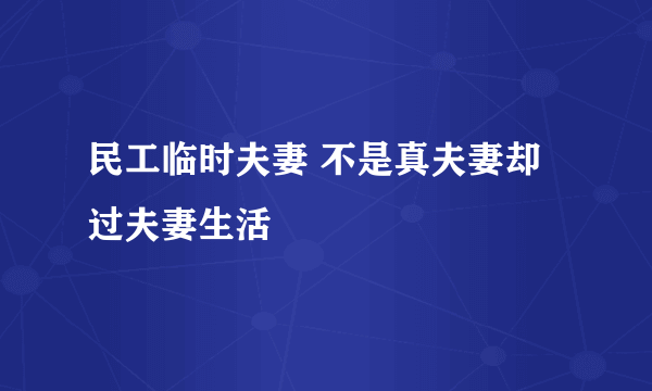 民工临时夫妻 不是真夫妻却过夫妻生活