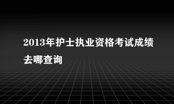 2013年护士执业资格考试成绩去哪查询