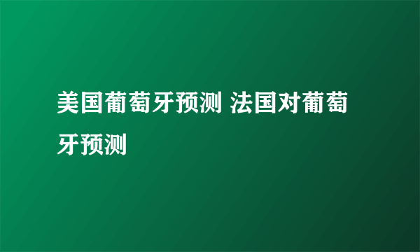 美国葡萄牙预测 法国对葡萄牙预测