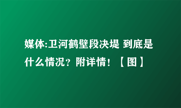 媒体:卫河鹤壁段决堤 到底是什么情况？附详情！【图】