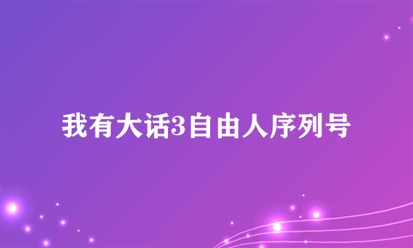 我有大话3自由人序列号