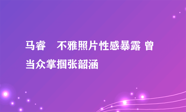 马睿菈不雅照片性感暴露 曾当众掌掴张韶涵