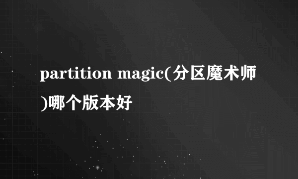 partition magic(分区魔术师)哪个版本好