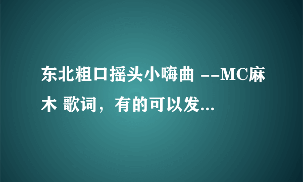 东北粗口摇头小嗨曲 --MC麻木 歌词，有的可以发邮箱1518490174@qq.com