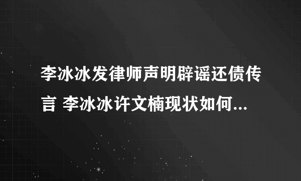 李冰冰发律师声明辟谣还债传言 李冰冰许文楠现状如何真相揭秘