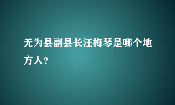 无为县副县长汪梅琴是哪个地方人？