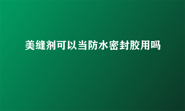 美缝剂可以当防水密封胶用吗