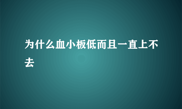 为什么血小板低而且一直上不去