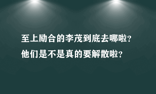 至上励合的李茂到底去哪啦？他们是不是真的要解散啦？