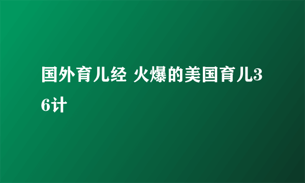 国外育儿经 火爆的美国育儿36计