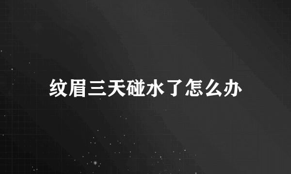 纹眉三天碰水了怎么办