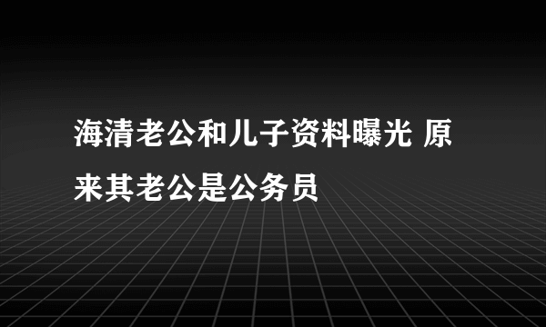 海清老公和儿子资料曝光 原来其老公是公务员