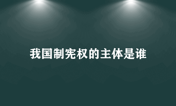 我国制宪权的主体是谁