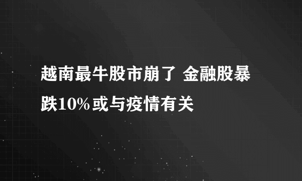 越南最牛股市崩了 金融股暴跌10%或与疫情有关