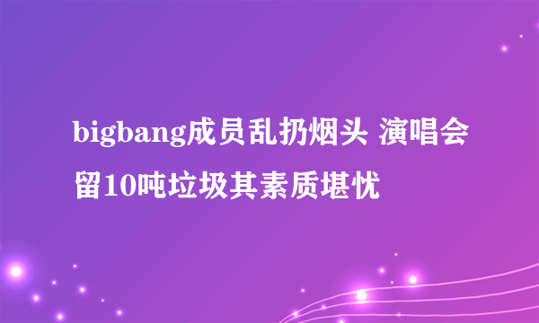 bigbang成员乱扔烟头 演唱会留10吨垃圾其素质堪忧