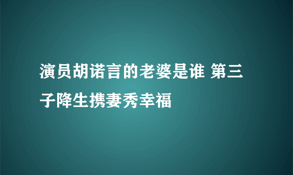 演员胡诺言的老婆是谁 第三子降生携妻秀幸福