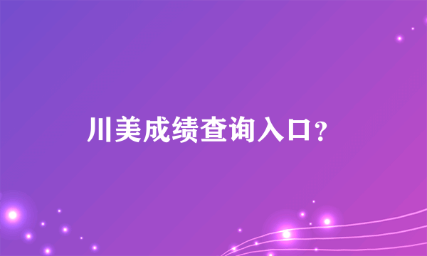 川美成绩查询入口？