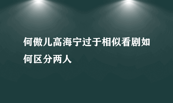 何傲儿高海宁过于相似看剧如何区分两人