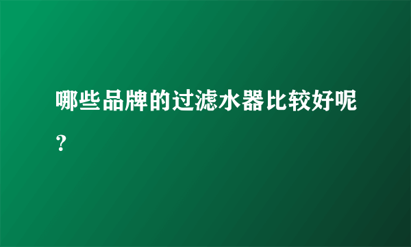 哪些品牌的过滤水器比较好呢？