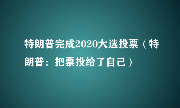 特朗普完成2020大选投票（特朗普：把票投给了自己）