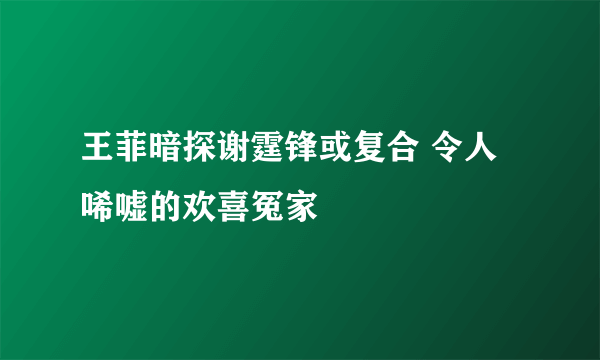 王菲暗探谢霆锋或复合 令人唏嘘的欢喜冤家