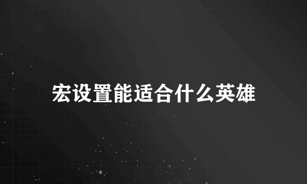 宏设置能适合什么英雄