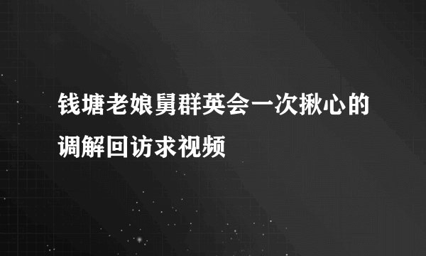 钱塘老娘舅群英会一次揪心的调解回访求视频