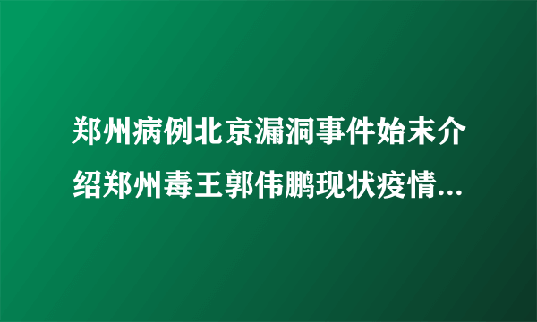 郑州病例北京漏洞事件始末介绍郑州毒王郭伟鹏现状疫情最新消息-飞外网