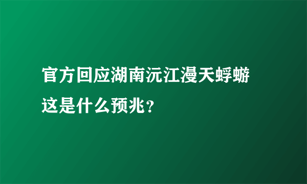 官方回应湖南沅江漫天蜉蝣 这是什么预兆？