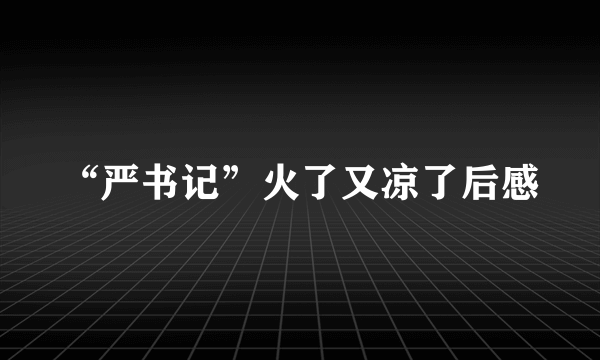 “严书记”火了又凉了后感