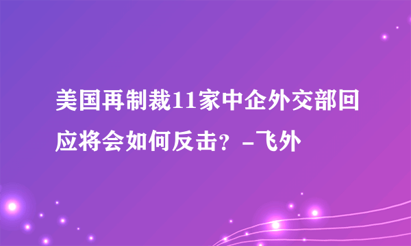 美国再制裁11家中企外交部回应将会如何反击？-飞外