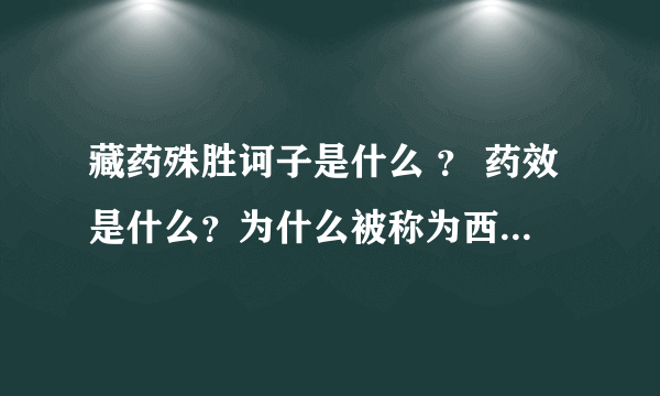 藏药殊胜诃子是什么 ？ 药效是什么？为什么被称为西藏最珍贵的药？