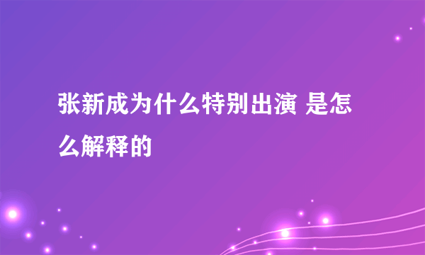 张新成为什么特别出演 是怎么解释的