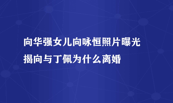 向华强女儿向咏恒照片曝光 揭向与丁佩为什么离婚