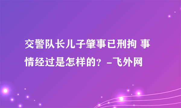 交警队长儿子肇事已刑拘 事情经过是怎样的？-飞外网