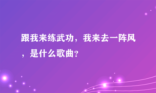 跟我来练武功，我来去一阵风，是什么歌曲？