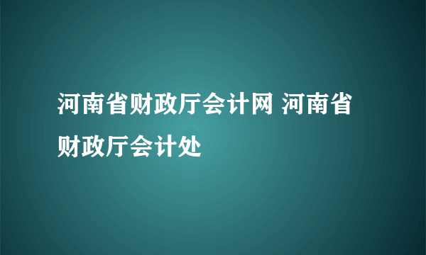 河南省财政厅会计网 河南省财政厅会计处