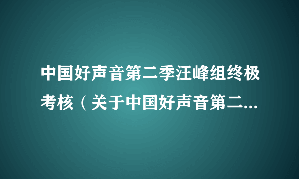 中国好声音第二季汪峰组终极考核（关于中国好声音第二季汪峰组终极考核的简介）