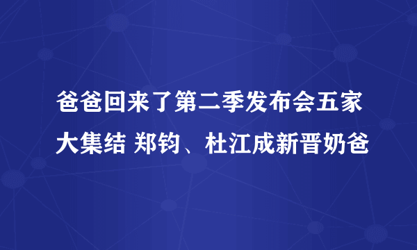 爸爸回来了第二季发布会五家大集结 郑钧、杜江成新晋奶爸