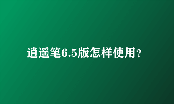 逍遥笔6.5版怎样使用？