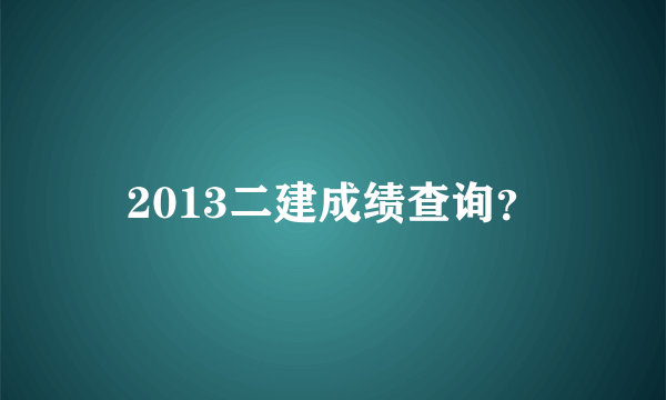 2013二建成绩查询？