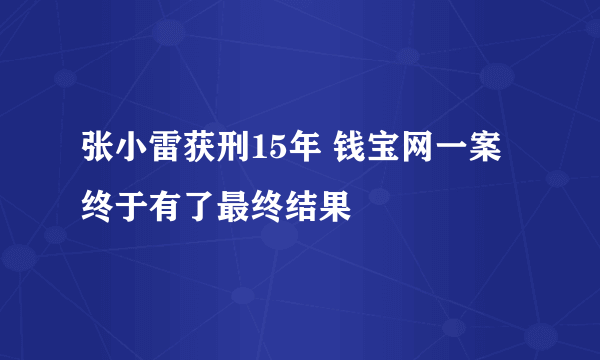 张小雷获刑15年 钱宝网一案终于有了最终结果