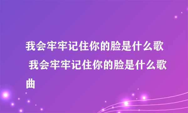 我会牢牢记住你的脸是什么歌 我会牢牢记住你的脸是什么歌曲