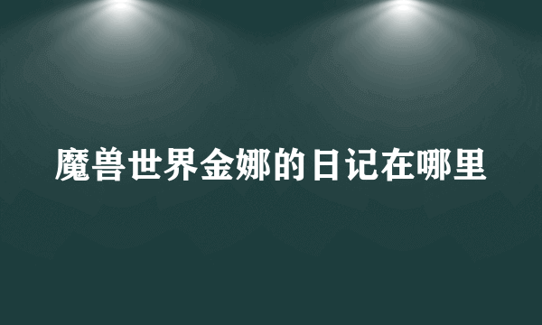 魔兽世界金娜的日记在哪里