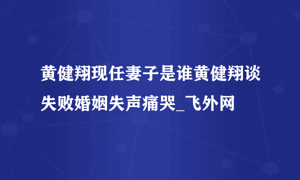 黄健翔现任妻子是谁黄健翔谈失败婚姻失声痛哭_飞外网