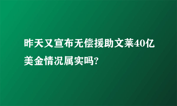 昨天又宣布无偿援助文莱40亿美金情况属实吗?