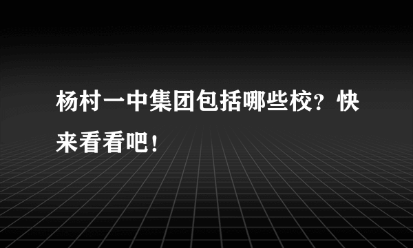 杨村一中集团包括哪些校？快来看看吧！