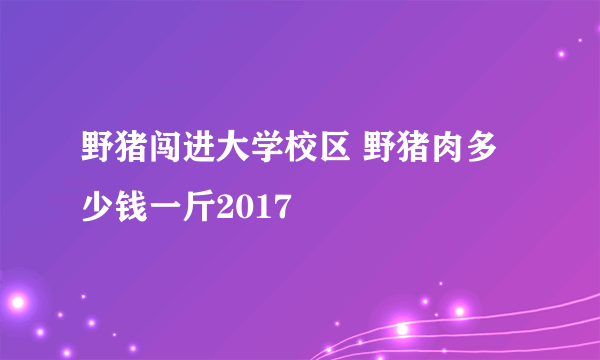 野猪闯进大学校区 野猪肉多少钱一斤2017